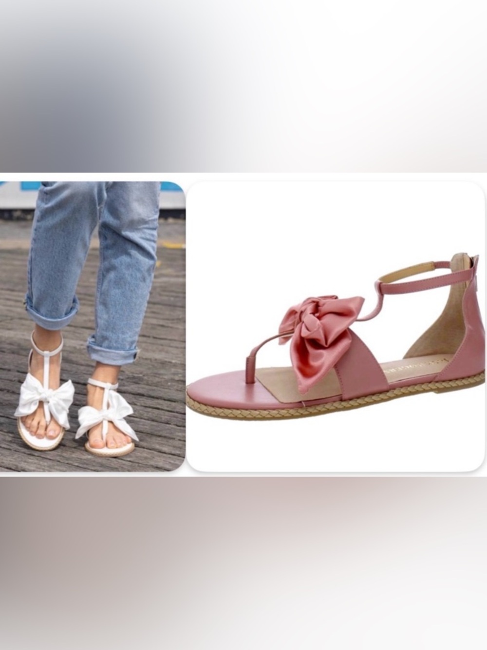 NIB [Jack Rogers] Heidi Satin Bow T-Strap Zip Flat Sandals in Rose Women’s Sz 6 - Picture 2 of 11